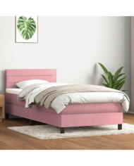 Sommier à lattes de lit avec matelas rose 90x210 cm velours | Mobilier & Déco