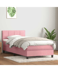 Sommier à lattes de lit avec matelas rose 90x210 cm velours | Mobilier & Déco
