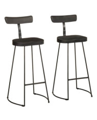 Tabourets de bar lot de 2 noir 49x43x103cm bois manguier massif | Mobilier & Déco