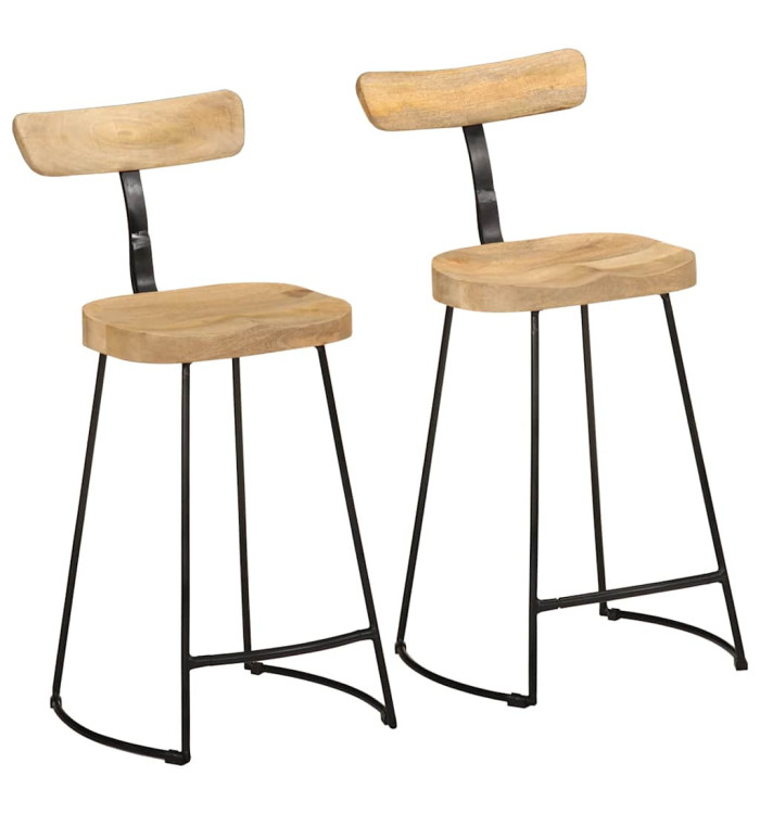 Tabourets de bar lot de 2 49x43x88 cm bois de manguier massif | Mobilier & Déco