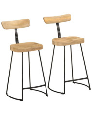 Tabourets de bar lot de 2 49x43x88 cm bois de manguier massif | Mobilier & Déco