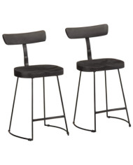 Tabourets de bar lot de 2 noir 49x43x79 cm bois manguier massif | Mobilier & Déco