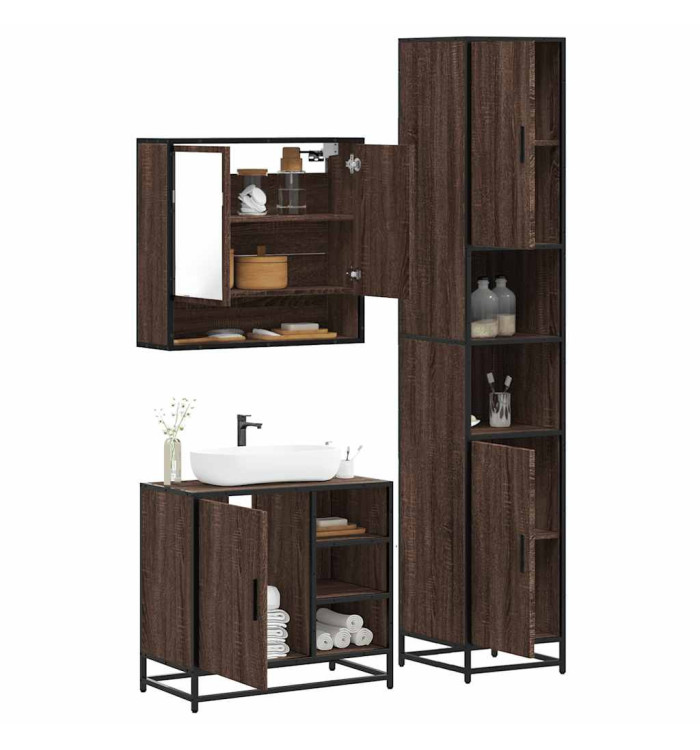 Ensemble de meubles de salle de bain 3 pcs Chêne marron | Mobilier & Déco