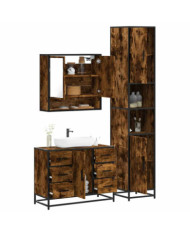 Ensemble de meubles de salle de bain 3 pcs Chêne fumé | Mobilier & Déco
