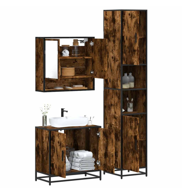 Ensemble de meubles de salle de bain 3 pcs Chêne fumé | Mobilier & Déco