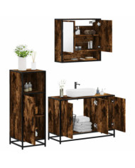 Ensemble de meubles de salle de bain 3 pcs Chêne fumé | Mobilier & Déco