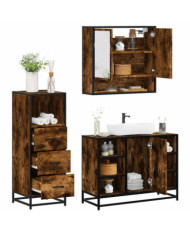 Ensemble de meubles de salle de bain 3 pcs Chêne fumé | Mobilier & Déco
