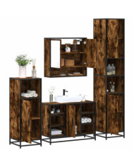 Ensemble meubles salle de bain 4 pcs chêne fumé bois ingénierie | Mobilier & Déco
