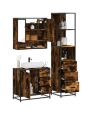 Ensemble de meubles de salle de bain 3 pcs Chêne fumé | Mobilier & Déco