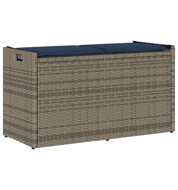 Banc de rangement extérieur coussin gris 100 cm résine tressée | Mobilier & Déco