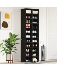 Armoire à chaussures chêne noir 54x34x183 cm bois d'ingénierie | Mobilier & Déco