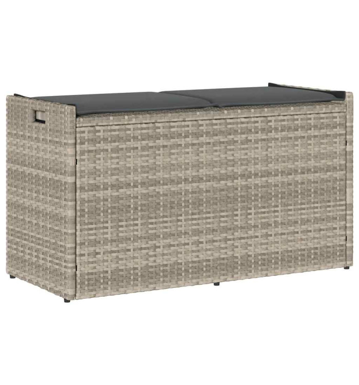 Banc de rangement extérieur coussin gris clair 100 cm polyrotin | Mobilier & Déco