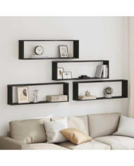 Étagères murales cube 4 pcs chêne noir 100x15x30 cm bois | Mobilier & Déco