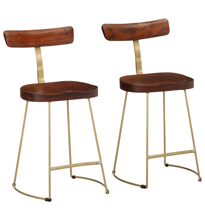 Tabourets de bar lot de 2 49x43x79 cm bois de manguier massif | Mobilier & Déco