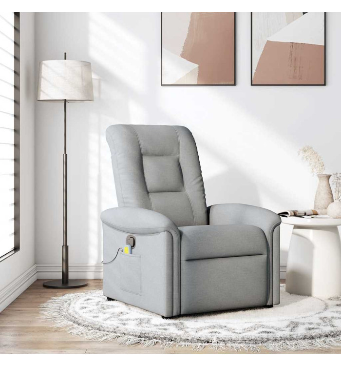 Fauteuil de massage inclinable Gris clair Tissu | Mobilier & Déco