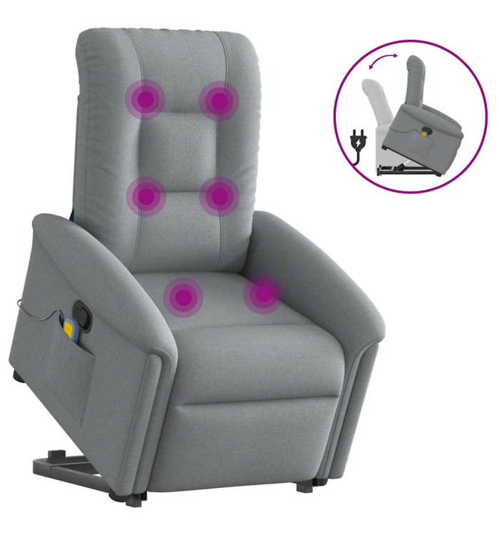Fauteuil de massage inclinable Gris clair Tissu | Mobilier & Déco