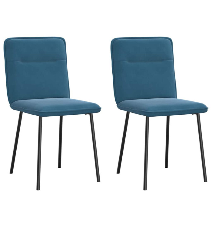 Chaises à manger lot de 2 Bleu Velours | Mobilier & Déco