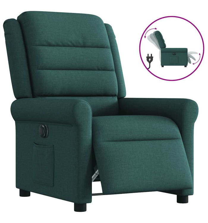 Fauteuil inclinable électrique Vert foncé Tissu | Mobilier & Déco