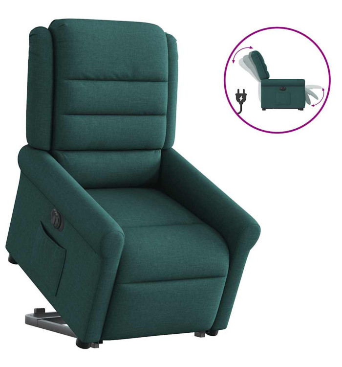 Fauteuil inclinable électrique vert foncé tissu | Mobilier & Déco