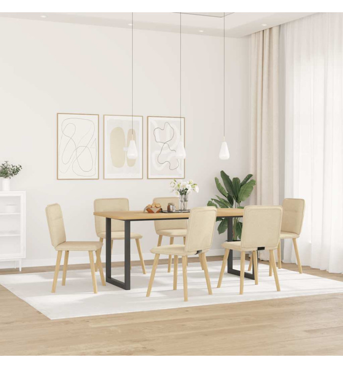 Chaises à manger lot de 6 crème tissu | Mobilier & Déco