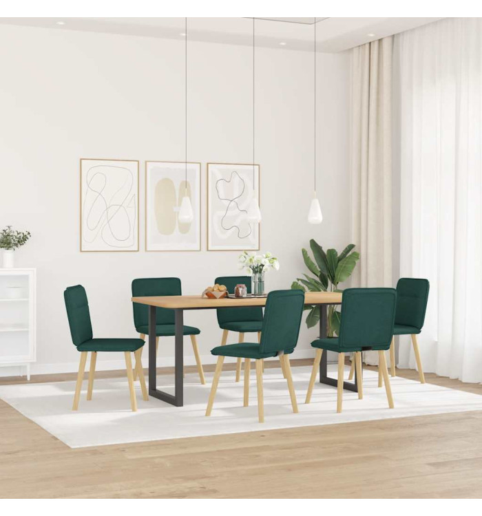 Chaises à manger lot de 6 vert foncé tissu | Mobilier & Déco