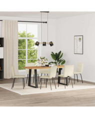 Chaises à manger lot de 6 crème velours | Mobilier & Déco