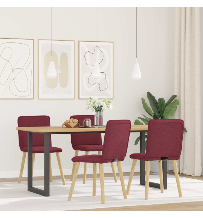 Chaises à manger lot de 4 rouge bordeaux tissu | Mobilier & Déco