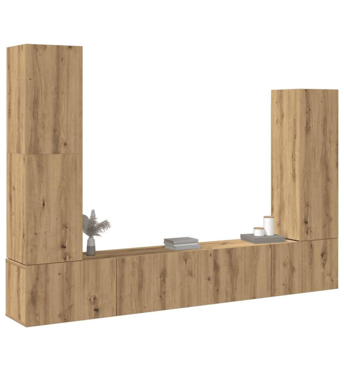 Ensemble de meuble TV mural 4 pcs chêne artisanal | Mobilier & Déco
