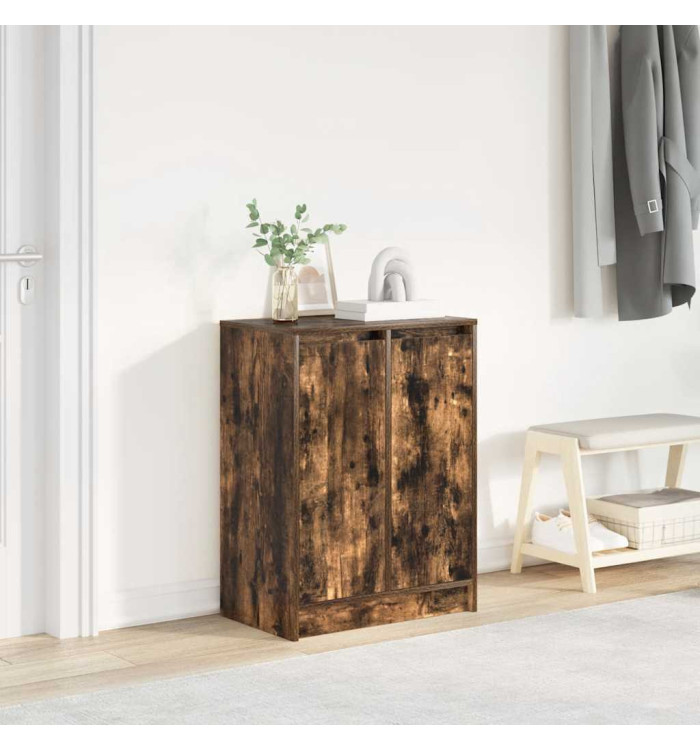 Armoire à chaussures chêne fumé 57x34x76 cm bois d'ingénierie | Mobilier & Déco