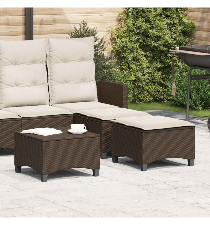 Tabourets jardin coussins 2pcs marron 55x55x36cm résine tressée | Mobilier & Déco