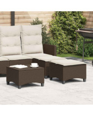 Tabourets jardin coussins 2pcs marron 55x55x36cm résine tressée | Mobilier & Déco