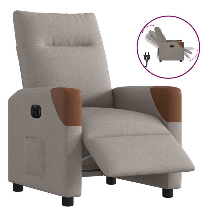 Fauteuil inclinable électrique Taupe Tissu | Mobilier & Déco