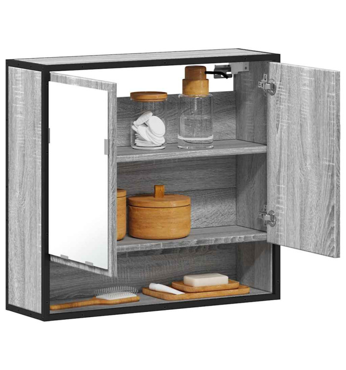Armoire à miroir de salle de bain sonoma gris bois d’ingénierie | Mobilier & Déco