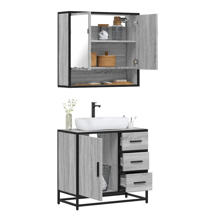 Ensemble de meubles de salle de bain 2 pcs Sonoma gris | Mobilier & Déco