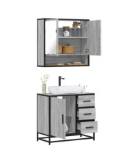 Ensemble de meubles de salle de bain 2 pcs Sonoma gris | Mobilier & Déco