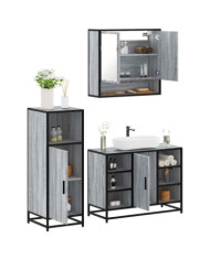 Ensemble de meubles de salle de bain 3 pcs Sonoma gris | Mobilier & Déco