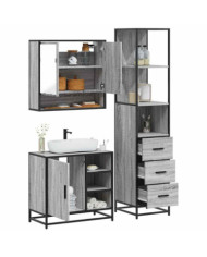 Ensemble de meubles de salle de bain 3 pcs Sonoma gris | Mobilier & Déco