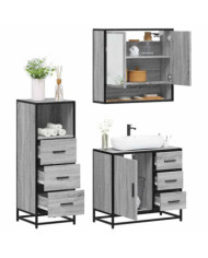 Ensemble de meubles de salle de bain 3 pcs Sonoma gris | Mobilier & Déco