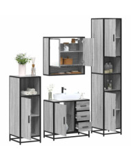 Ensemble de meubles de salle de bain 4 pcs sonoma gris | Mobilier & Déco