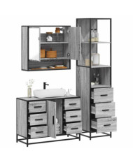 Ensemble de meubles de salle de bain 3 pcs Sonoma gris | Mobilier & Déco