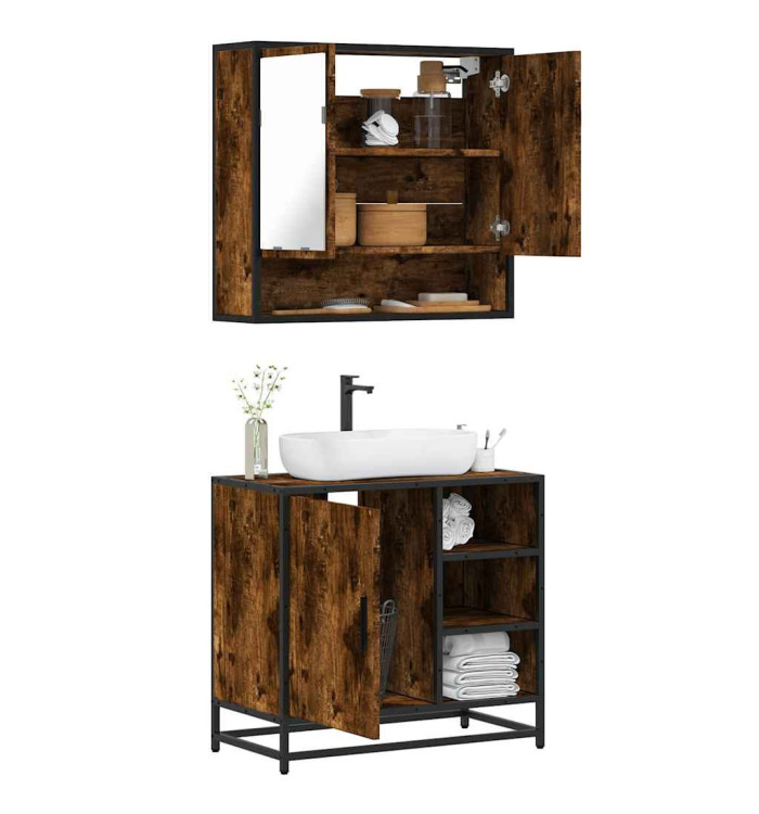 Ensemble de meubles de salle de bain 2 pcs Chêne fumé | Mobilier & Déco