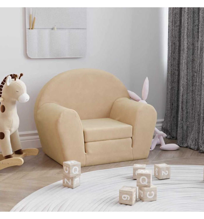 Canapé-lit pour enfants crème peluche douce | Mobilier & Déco