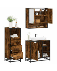 Ensemble de meubles de salle de bain 3 pcs Chêne fumé | Mobilier & Déco