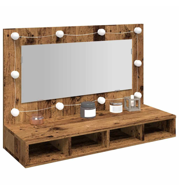 Armoire à miroir avec LED vieux bois 90x31,5x62 cm | Mobilier & Déco