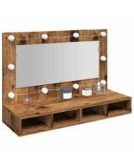 Armoire à miroir avec LED vieux bois 90x31,5x62 cm | Mobilier & Déco