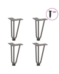 Pieds de table en forme d'épingle à cheveux 20 cm acier massif | Mobilier & Déco