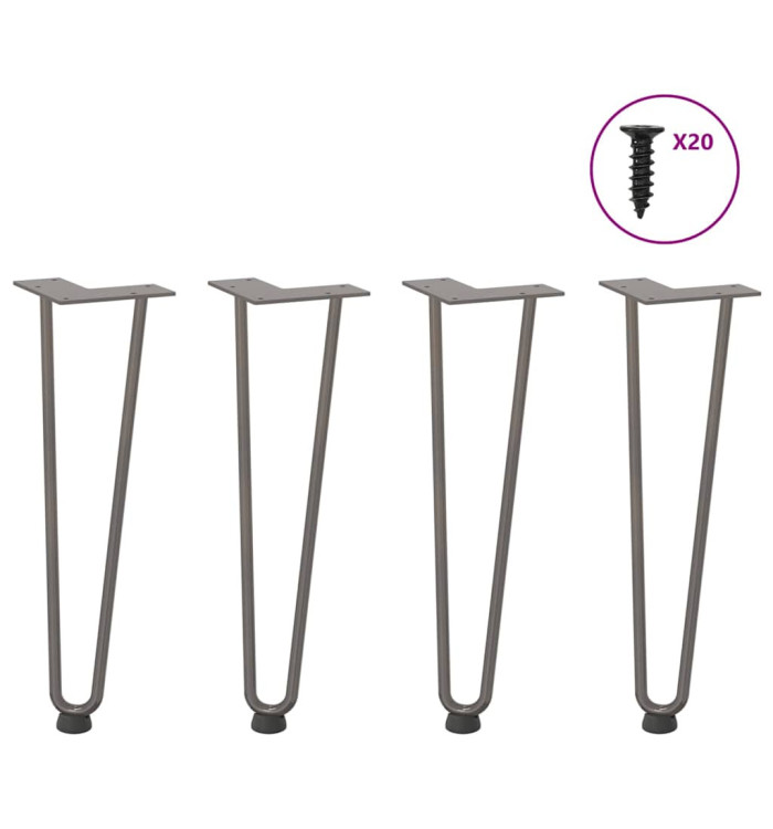 Pieds de table en forme d'épingle à cheveux 42 cm acier massif | Mobilier & Déco