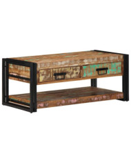 Table basse multicolore 90x50x38 cm bois de récupération massif | Mobilier & Déco
