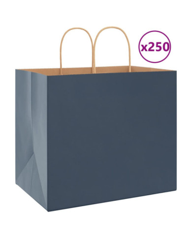 Sacs en papier 250 pcs avec poignées bleu 32x22x28 cm | Mobilier & Déco