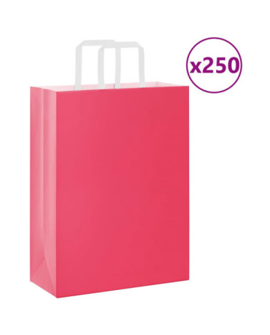 Sacs en papier 250 pcs avec poignées rose 26x12x35 cm | Mobilier & Déco
